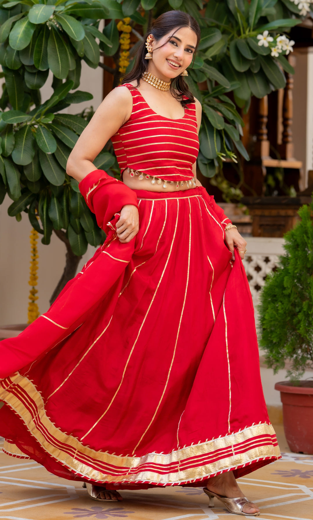 Red Moon Upada Silk Lehenga Set