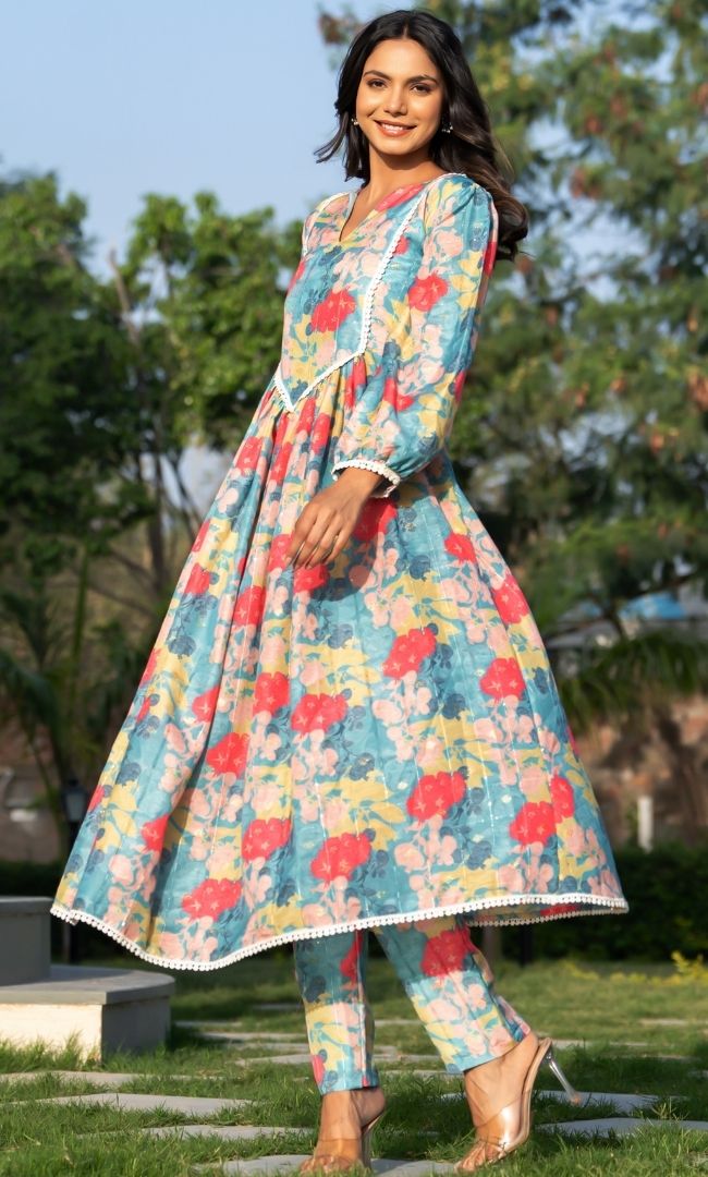 Multi Color Floral Kurta Set
