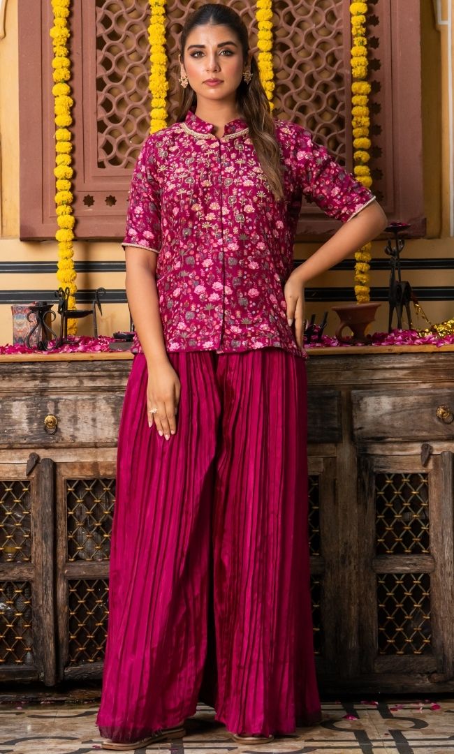 Merlina Wine Ethnic Co ord Set