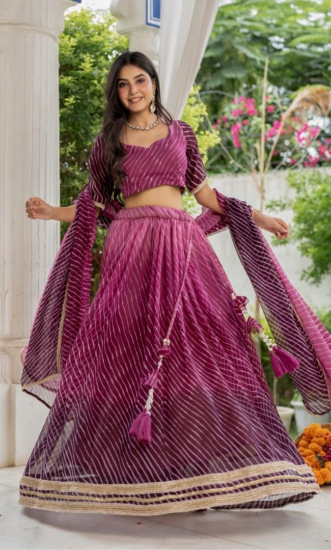 Plum Royale Leheriya Lehenga Set
