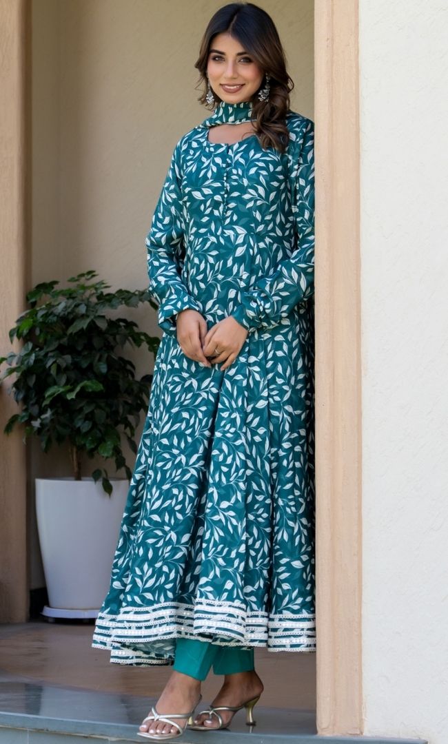 Osis Green Leaf Anarkali Set