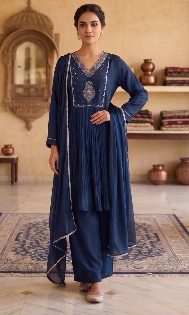 Roshika Blue Anarkali Set
