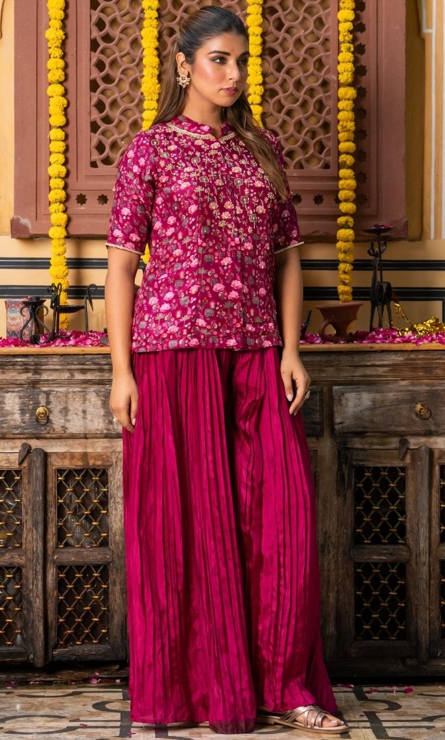 Merlina Wine Ethnic Co ord Set