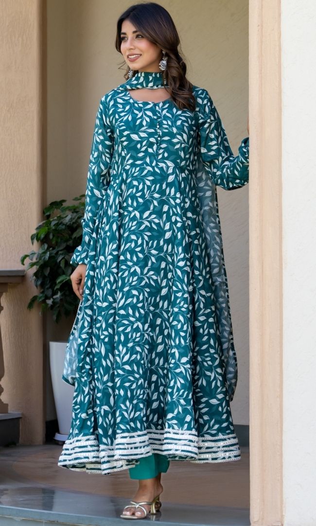 Osis Green Leaf Anarkali Set