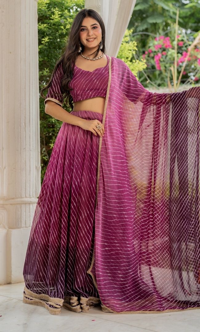 Plum Royale Leheriya Lehenga Set