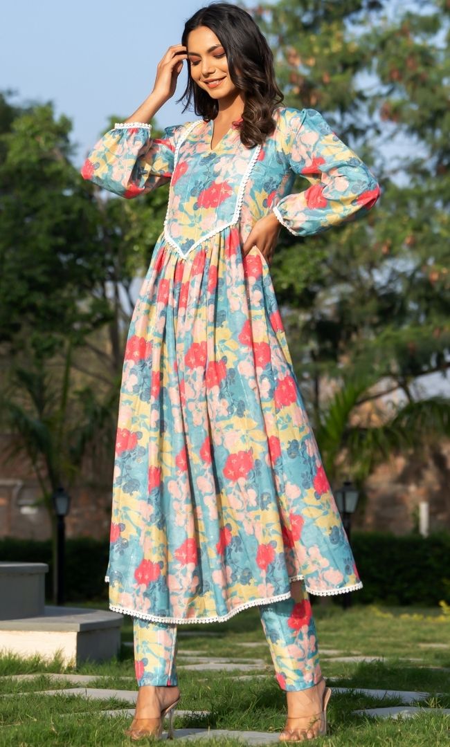 Multi Color Floral Kurta Set