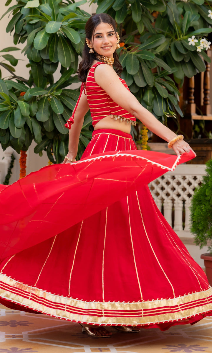 Red Moon Upada Silk Lehenga Set