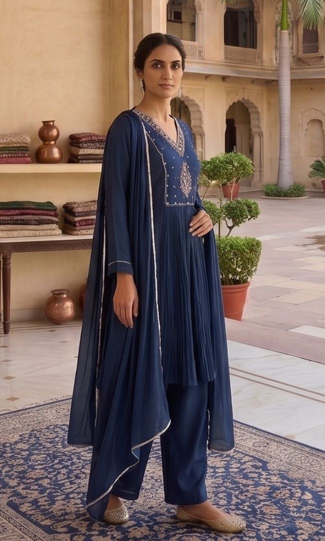 Roshika Blue Anarkali Set