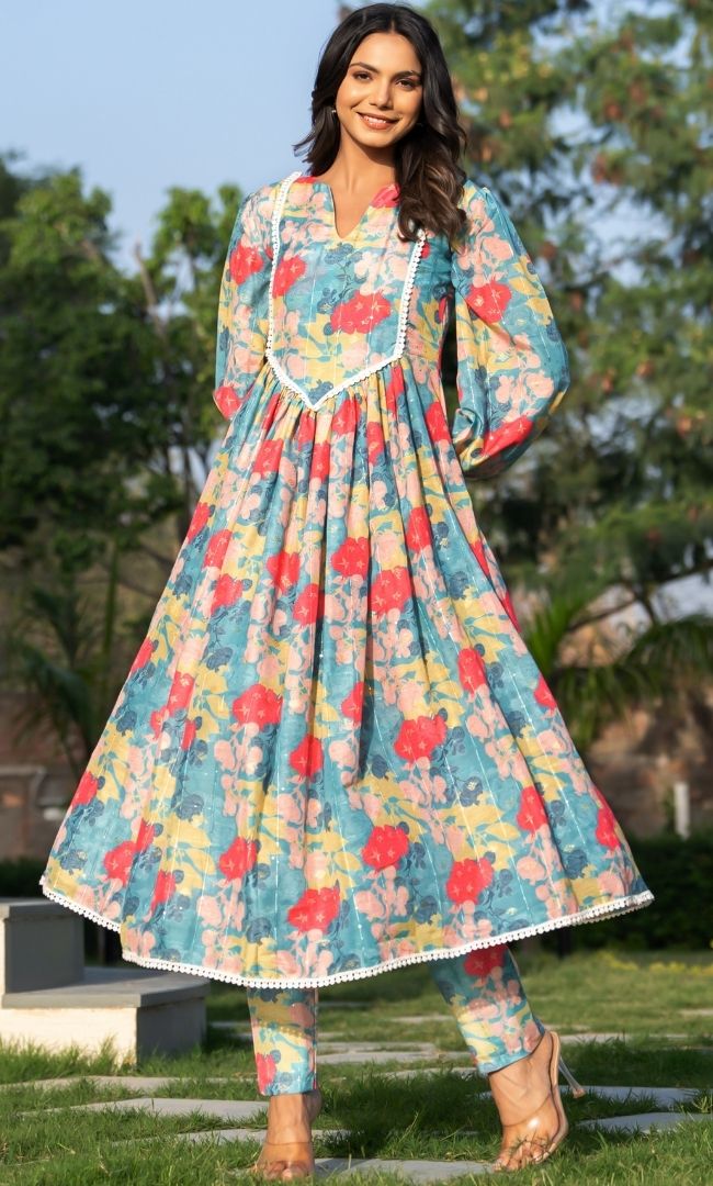 Multi Color Floral Kurta Set