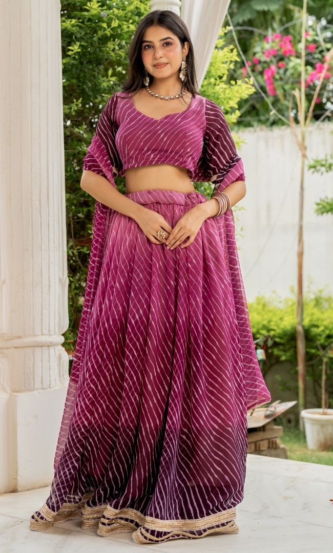 Plum Royale Leheriya Lehenga Set