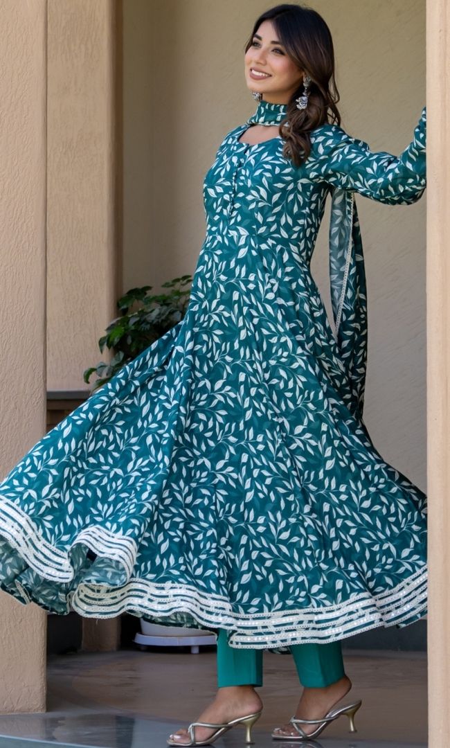 Osis Green Leaf Anarkali Set
