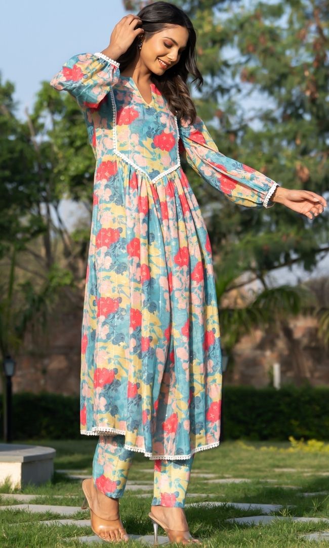 Multi Color Floral Kurta Set