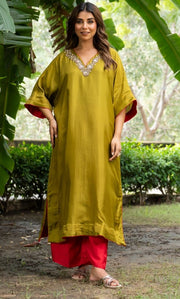 Sheesh Green Kaftan Suit Set