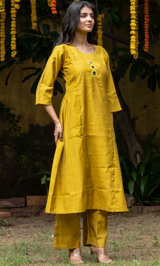 Mirge Mustard Kurta Set