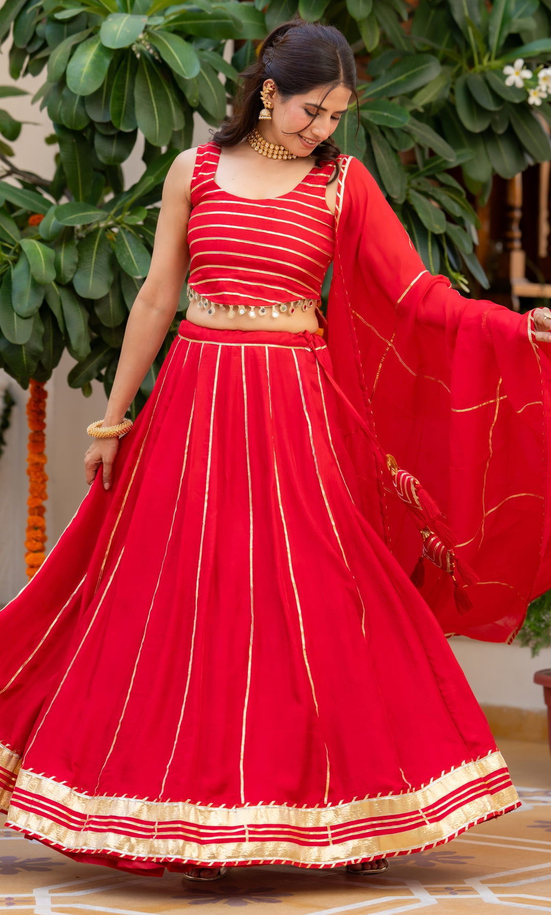 Red Moon Upada Silk Lehenga Set