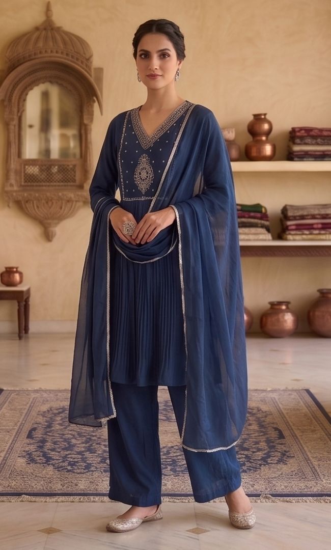 Roshika Blue Anarkali Set