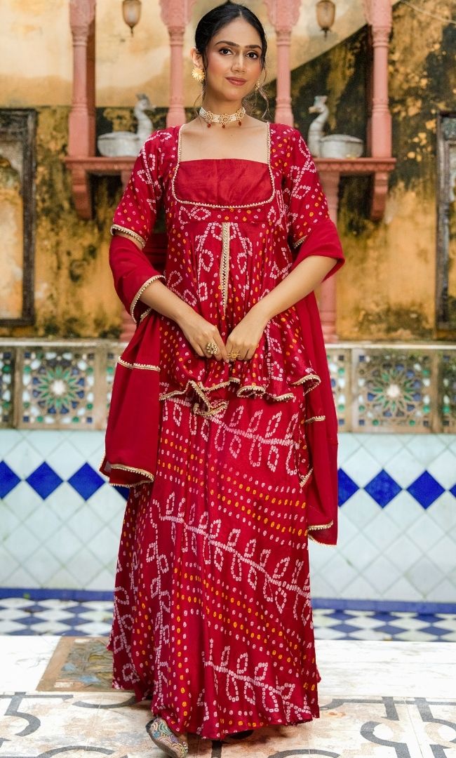 Mehrunisa Bandhej Skirt Set