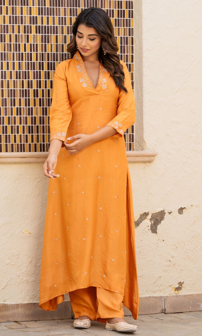 Naghma Mustard Handwork Kurta