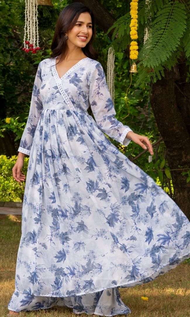 Frosty Blue Floral Suit Set