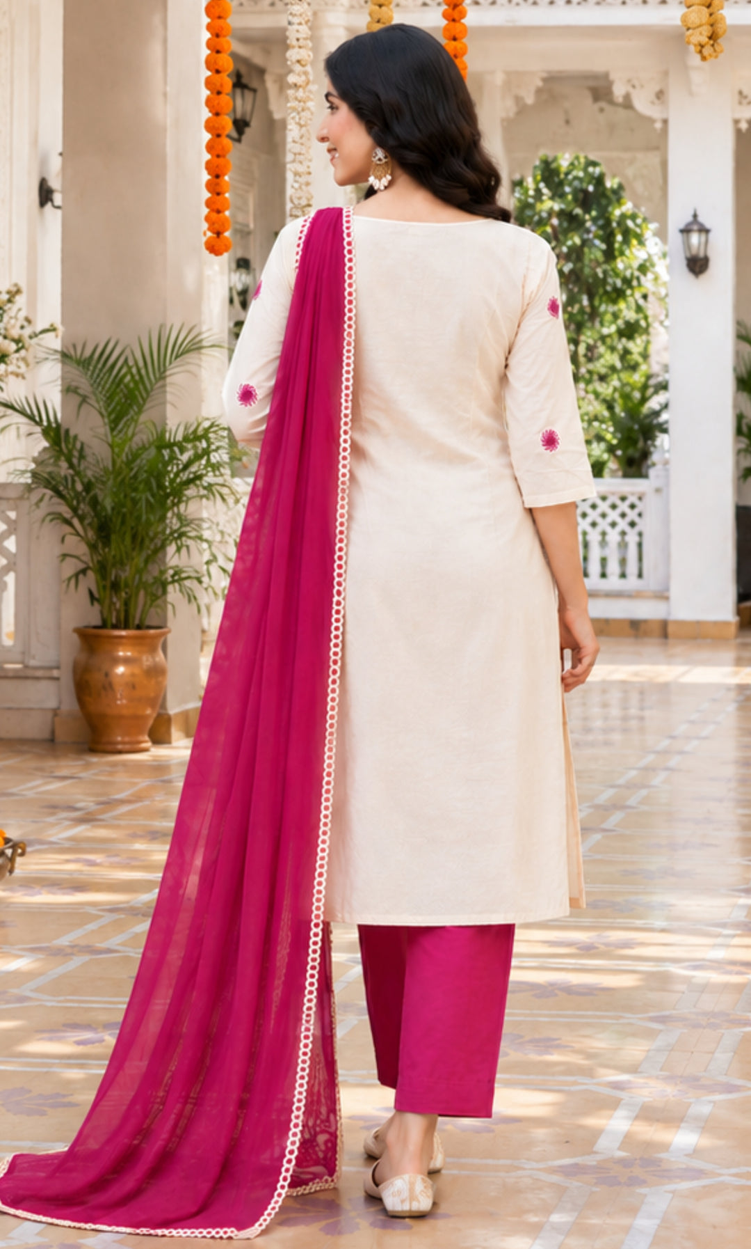 Berry Ivory Cotton Suit Set