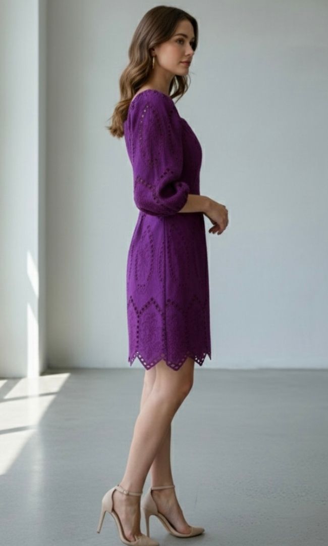 Bellflower Purple Schiffli Dress