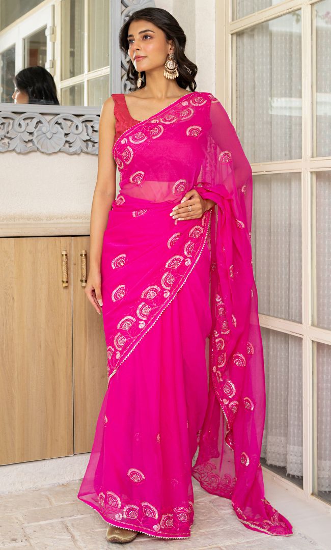 Gulab Glitz Saree