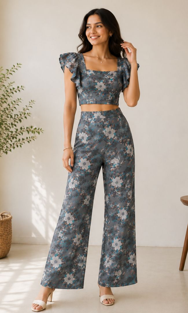 Grey Printed Co-ord Set