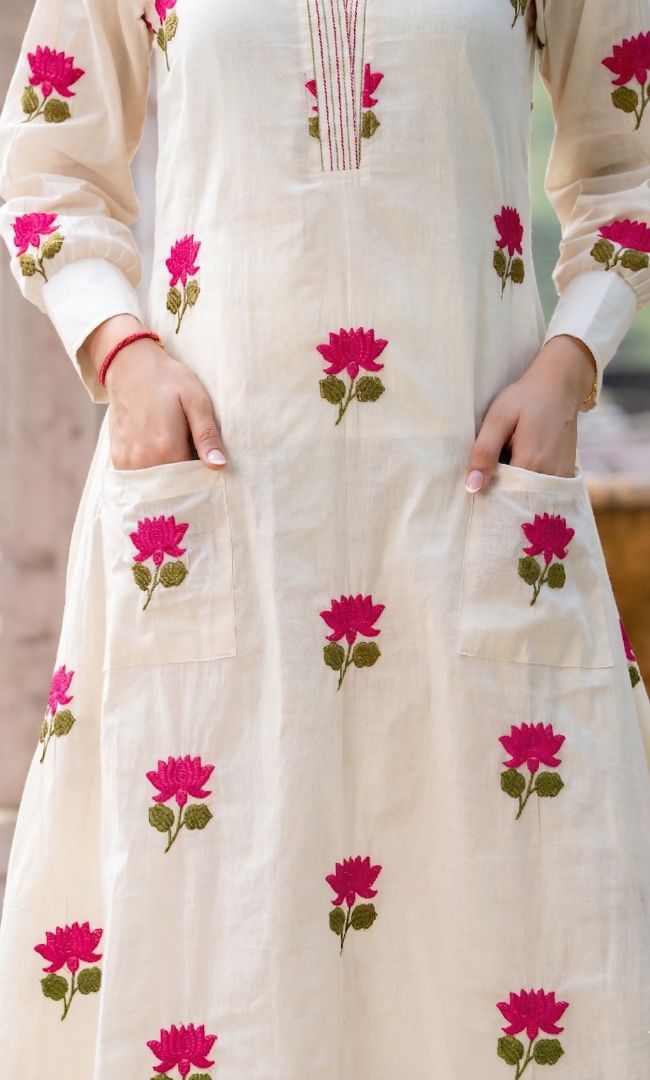 Seoul Pink Lotus Kurta Co ord Set