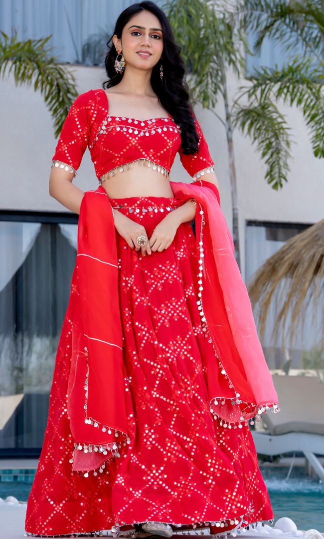 Rhythm Red Georgette Lehenga