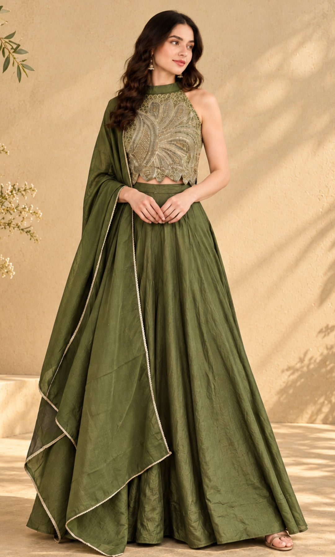 Aaira Green Tissue Lehenga