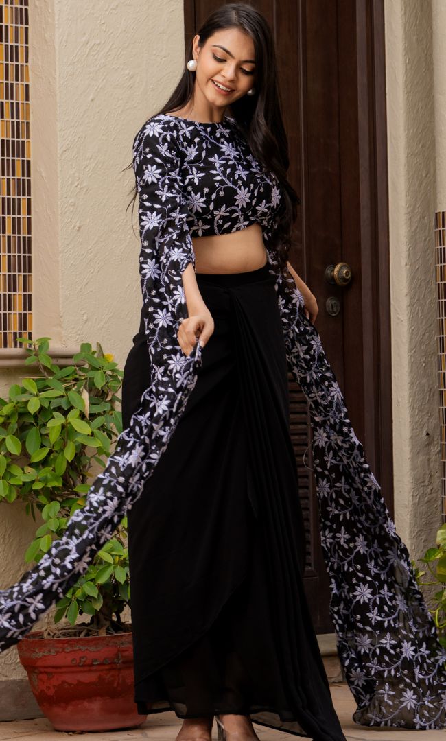 Divine Black Ethnic Skirt Set
