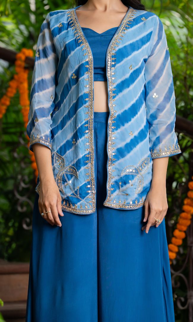 Blue Luxe Leheriya Set