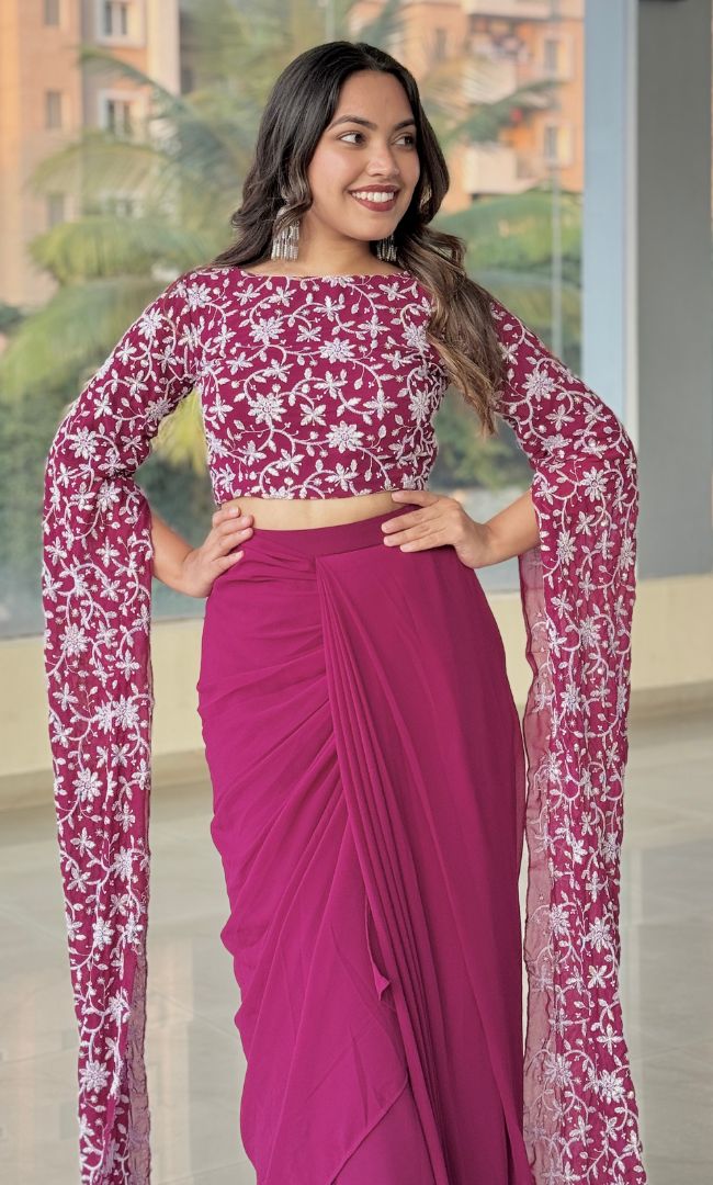 Divine Burgundy Ethnic Skirt Set