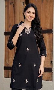 Black Embroidered Kurta Pant Set