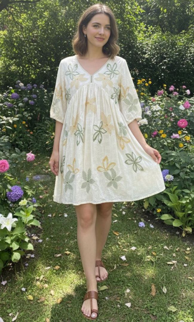 Ivory Garden Cotton Dress