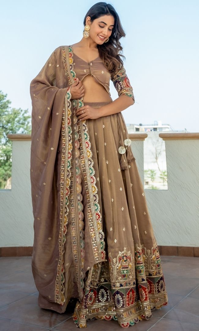 Jodha Beige Lehenga Set