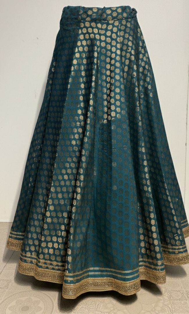 Green Banarasi Zari Lace Skirt