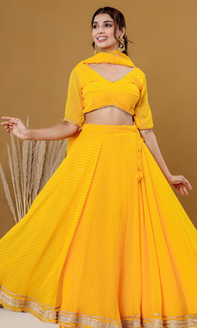 Haldi Yellow Bandhani Lehenga Set