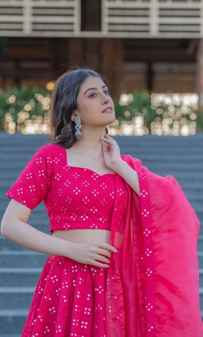 MAGNIFICENT MAGENTA MIRROR-WORK LEHENGA SET