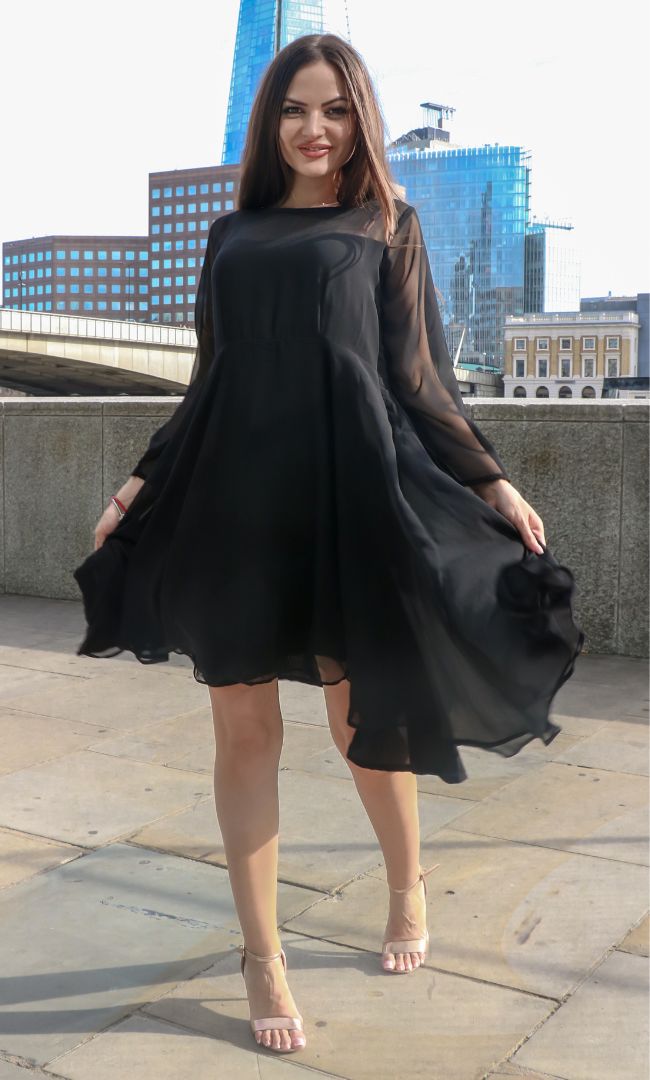 RICH BLACK HIGH LOW DRESS