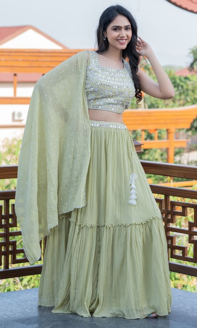 ELAICHI GREEN LEHENGA SET