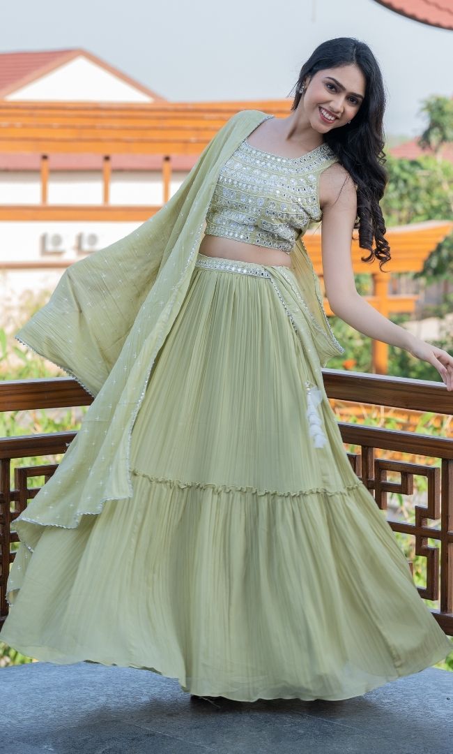 ELAICHI GREEN LEHENGA SET