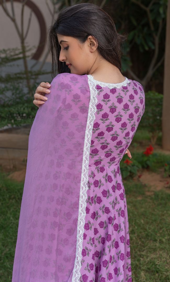 VIOLET FLORAL ANGRAKHA SET