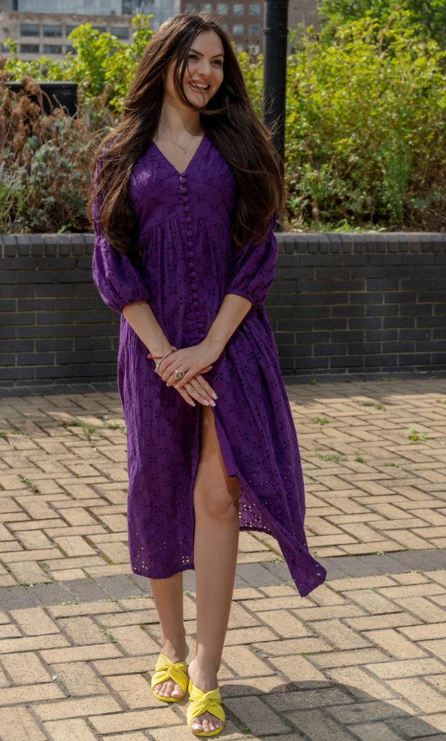 STYLISH VIOLET SCHIFFLI DRESS