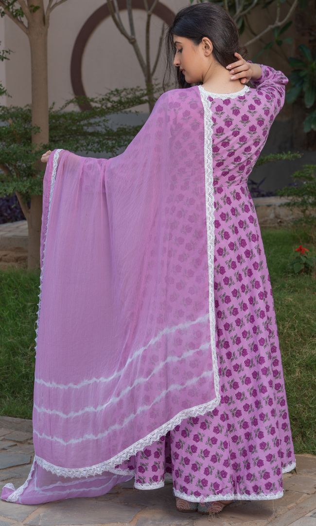 VIOLET FLORAL ANGRAKHA SET