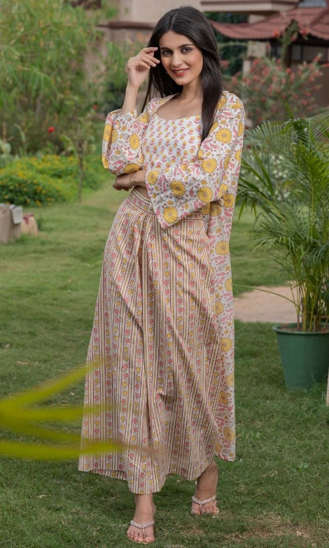 OFF WHITE FLORAL PRINTED CO-ORD SET