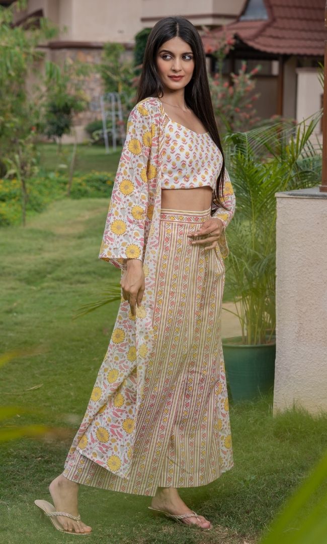 OFF WHITE FLORAL PRINTED CO-ORD SET