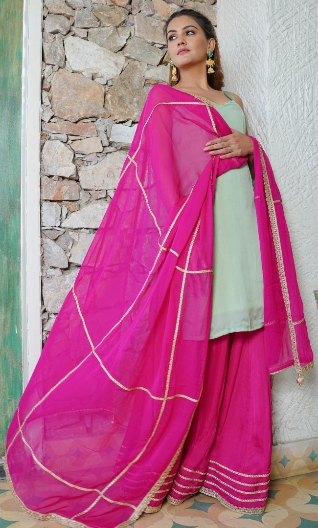 CANDY BERRY KURTA SHARARA WITH DUPATTA