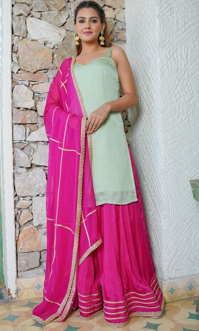CANDY BERRY KURTA SHARARA WITH DUPATTA