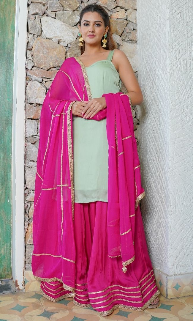 CANDY BERRY KURTA SHARARA WITH DUPATTA